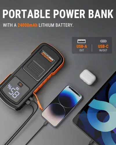 Miniatura 5 de Powrun P-ONE MAX Arrancador de Salto, Caja de Salto Portátil de 4000A, Paquete de Batería de Arrancador de Coche para Todos los Motores de Gasolina