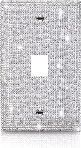 Miniatura 11 de 1 pieza de cubierta de placa de pared con diamantes de imitación brillantes plateados, cubierta decorativa para interruptor de luz con brillos