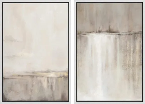 Miniatura 28 de SIGNWIN Lienzo enmarcado para pared, ilustraciones abstractas texturizadas en tonos beige terrosos, arte moderno, decorativo, contemporáneo