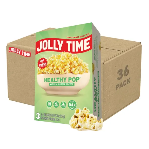 Miniatura 8 de Jolly Time Healthy Pop Buttery - Palomitas de maíz para microondas, bajas en grasa, sin gluten, sin OMG, bolsa para compartir de 3 onzas, 3 bolsas