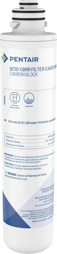 Pentair Pentek QC10-CBRR Cartucho de repuesto de filtro de bloque de carbono mejorado para debajo del fregadero, para uso en el sistema de