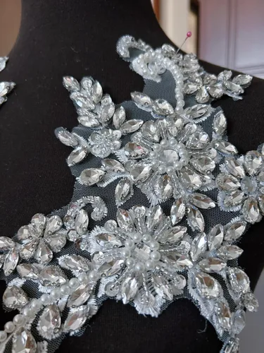 Miniatura 3 de Disfraces de costura, parches y apliques de encaje, adorno de decoración de pecho con cristales acrílicos de cristal, diamantes de imitación