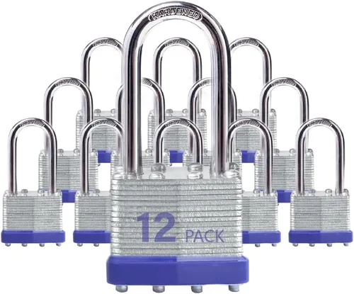 Miniatura 10 de Candados con cerradura para exteriores, cerradura de llave, candados con la misma llave, candados con llave de acero laminado con grillete largo