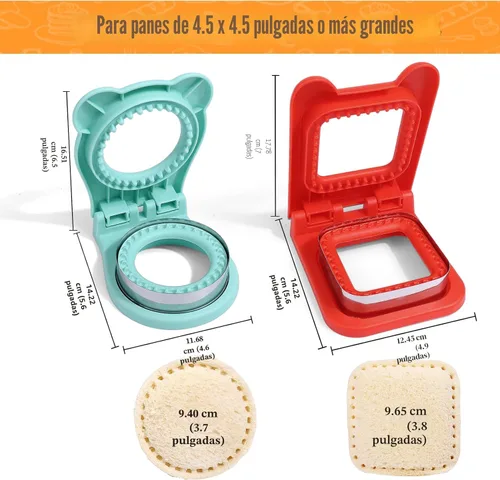 Miniatura 2 de Vodolo Máquina de sándwiches, 2 cortadores de sándwiches para el almuerzo de niños, juego de cortador y sellador de sándwiches de desayuno sin Azul