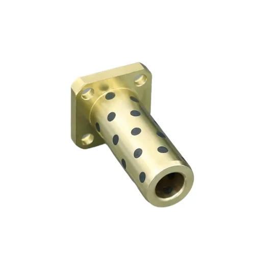 Miniatura 3 de 4pcsLMK12L 42 * 6/0.472 * 0.827 * 2.244 in Brida cuadrada Cobre Grafito Rodamiento lineal LMK12LUU Lubricante sólido Latón Bush Manga deslizante