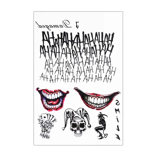 Miniatura 2 de 4 hojas de tatuajes temporales de Suicide Squad, tatuaje adhesivo perfecto para Halloween, cosplay, disfraces y accesorios de fiesta., A