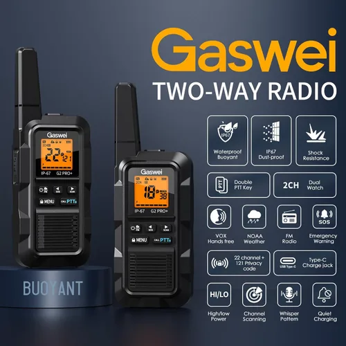 Miniatura 5 de Gaswei G2pro+ Walkie Talkies de Servicio Pesado para Adultos, Radios Bidireccionales Recargables de Largo Alcance de 2 Vatios, Clima NOAA, Radio FM