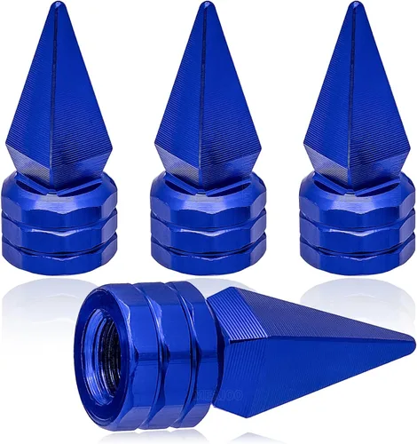 Miniatura 33 de 4 piezas de tapas de válvula de rueda con forma de punta, válvula de rueda de aleación de aluminio con punta, tapas de aire universales a prueba