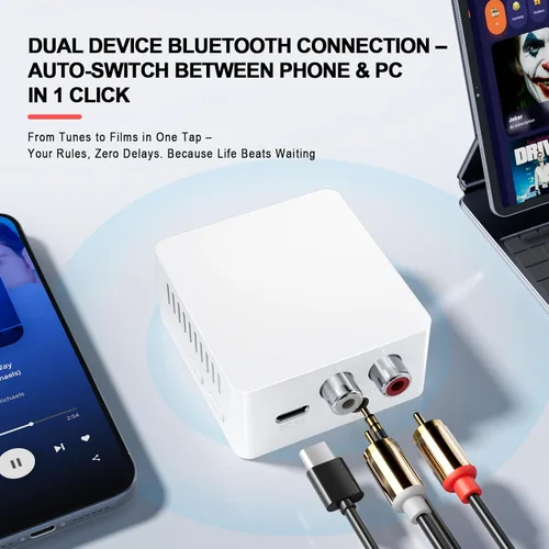 Miniatura 3 de Receptor Bluetooth 5.3 para estéreo doméstico, adaptador de audio inalámbrico, transmisión de música de alta fidelidad, amplificador, baja latencia