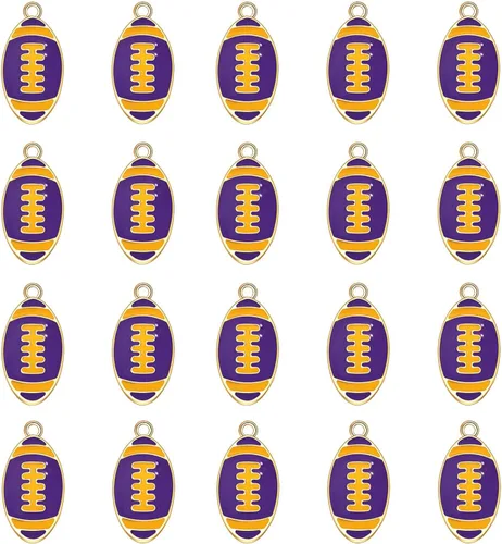 Miniatura 12 de 20 piezas de dijes deportivos de esmalte, colgantes de baloncesto y béisbol para hacer joyas, dijes de juego de pelota con strass, dijes de softball