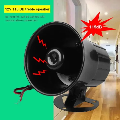 Miniatura 5 de Tosuny ES-626 Sirena de 12 V 110 dB altavoz agudo, bocina de alambre, sirena de alarma, sistema de alarma antirrobo para seguridad al aire libre