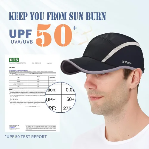 Miniatura 66 de ELLEWIN Gorra de béisbol unisex UPF 50 sin estructura, con pico grande y plegable