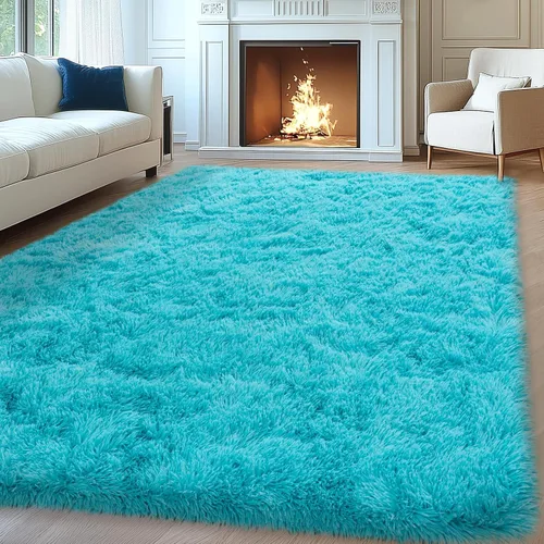 Miniatura 44 de Mugorn - Alfombra de 8 x 10 pies, alfombras grandes, esponjosas, suaves, peludas, antideslizantes, mullidas para interiores, color negro, 8 x 10 pies
