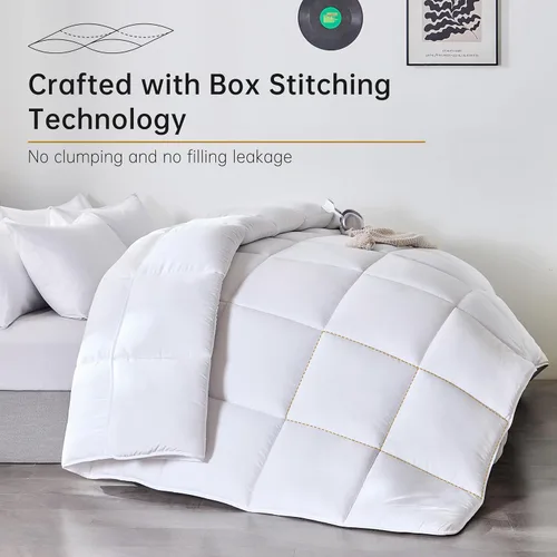 Miniatura 2 de Edredón Insert Queen Blanco, Edredón Alternativo de Plumón para Todas las Estaciones, Edredón de Ropa de Cama Acolchado Ultra Suave con 8 Pestañas