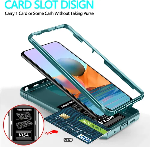 Miniatura 4 de Funda Xiaomi Redmi Note 10 Pro/Pro MAX con 3 protectores de pantalla de vidrio templado, soporte de anillo incorporado + cubierta de cámara, Verde