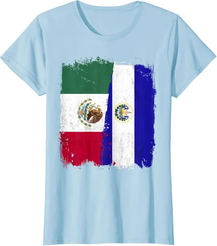 Miniatura 27 de Camiseta con la bandera mexicana de El Salvador con la mitad de la bandera mexicana de El Salvador