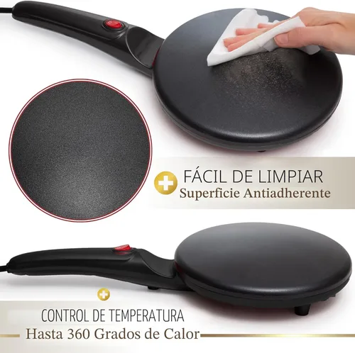 Miniatura 2 de Moss & Stone Máquina Eléctrica para Crepas – Sartén Portátil para Crepas de 8" Antiadherente con Plato de Inmersión, Apagado Automático, Interruptor
