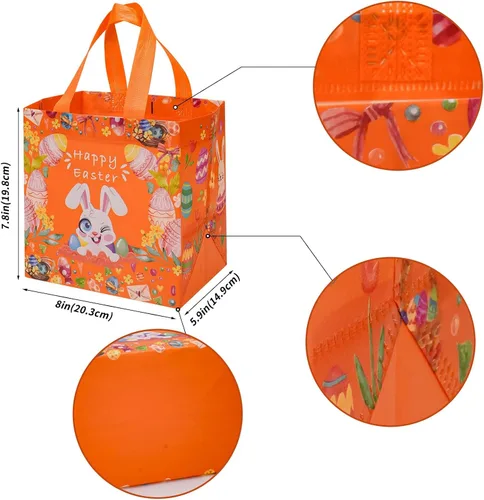 Miniatura 7 de 12 bolsas de regalo de Pascua, bolsas grandes reutilizables para cesta de Pascua, bolsas de regalo de Pascua no tejidas para envolver regalos, juego