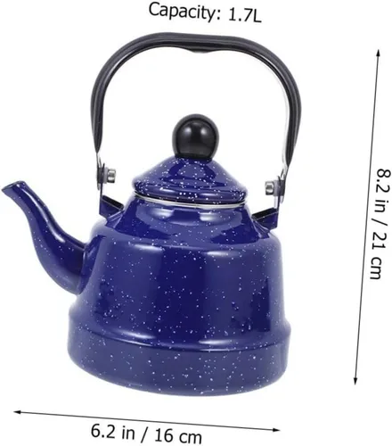 Miniatura 4 de Tetera esmaltada vintage estilo retro para estufa, tetera esmaltada para el hogar y mango táctil para té suelto