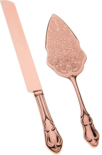 Miniatura 9 de Juego de cuchillo de pastel y servidor, artículos dorados de fiesta para boda, aniversario, fiesta de clásicos, Dorado elegante