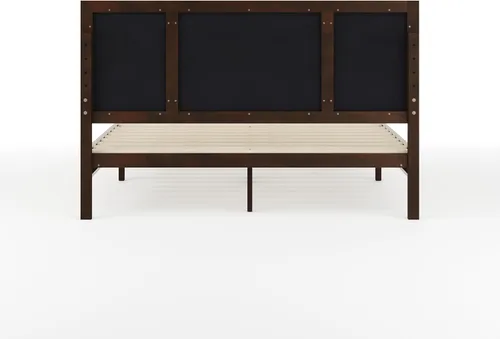 Miniatura 8 de Martha Stewart Jett - Cama de plataforma con cabecero, cabecera y base tapizada de tela, marco de madera maciza, no necesita somier, tamaño Queen