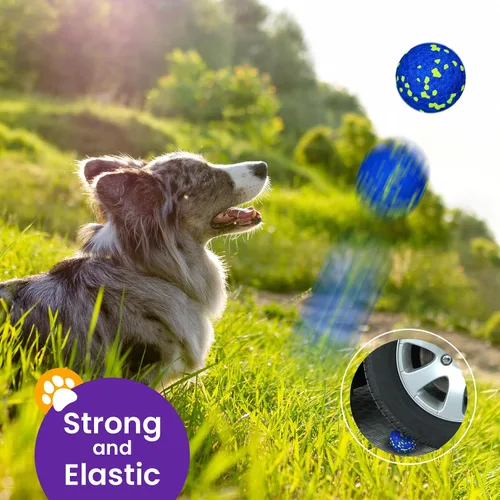 Miniatura 4 de Paquete de 2 pelotas hinchables para perros, juguetes indestructibles de 3 pulgadas para masticadores agresivos, pelotas de tenis alegres al aire