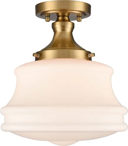 Moderna lámpara de techo semiempotrada para pasillo, lámpara de techo colgante de cristal de leche de ópalo para escuela, 11 pulgadas de ancho x