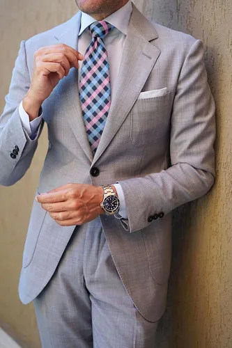 Miniatura 22 de HISDERN Conjunto de corbata a cuadros a cuadros pañuelo tejido clásico formal para hombre corbata y bolsillo cuadrado