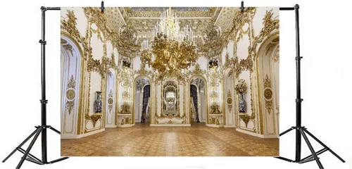 Miniatura 3 de Yeele Telón de fondo de palacio de lujo de 10 x 8 pies para fotografía, candelabro, puerta de arco, fondo de hotel, para niños, adultos, cabina