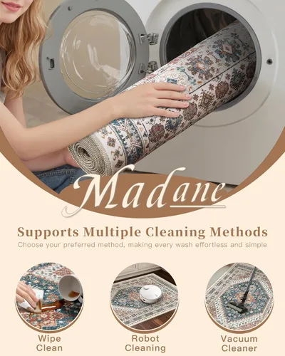 Miniatura 134 de Madane Tapete lavable de 2 x 10 pies para pasillo, cocina, recibidor, clásico, suave, antideslizante para interiores, casa de campo, baño, sala