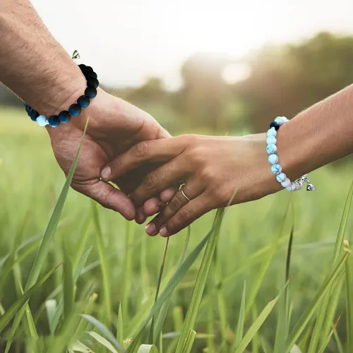Miniatura 3 de ObuMI Bracelets Magnetic Couple Her Bracelets Bracelet His And Couples Lover Jewelry Distance Bracelets (AB, One Size)