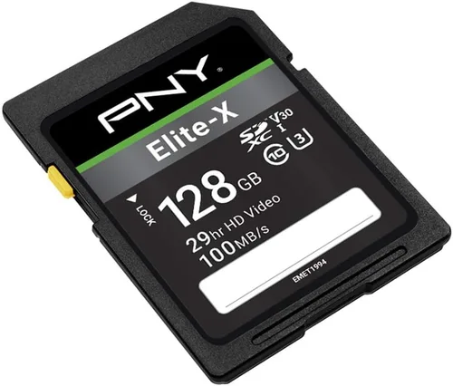 Miniatura 4 de PNY Tarjeta de memoria flash Elite-X Class 10 U3 V30 SDXC de 128 GB, 100 MB/s, clase 10, U3, V30, 4K UHD, Full HD, UHS-I, SD de tamaño completo