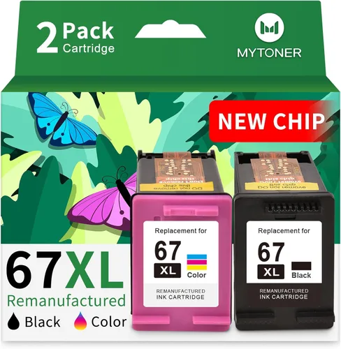 MYTONER 67XL HP - Tinta de repuesto para impresora HP Ink 67 Negro/Color Combo Pack HP 67XL para DeskJet 6055e 2755e 2855e 2800e 4155e 2700e 2700