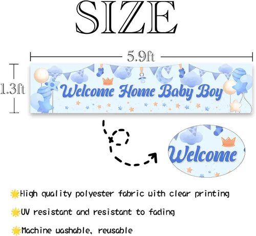Miniatura 2 de Cartel de bienvenida a casa para bebé, decoración de baby shower, letrero grande de tela para revelación de género, suministros de decoración