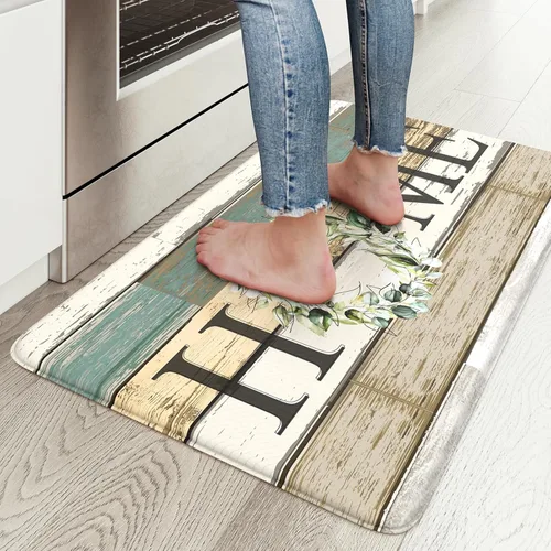 Miniatura 12 de KIMODE Alfombra Antifatiga para Cocina 2 Piezas, Alfombras de Cocina Impermeables y Antideslizantes, Alfombra de Cocina de Estilo Rústico para Piso