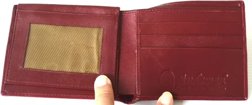 Miniatura 5 de Auténtico Stingray Skin para hombre Bifold blanco perla ojo borgoña rojo cartera
