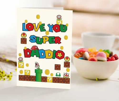 Miniatura 5 de Divertida tarjeta del día del padre con sobre, tarjeta de Super Daddio para papá, papá, abuelo, tarjeta de felicitación del día del padre de hijo