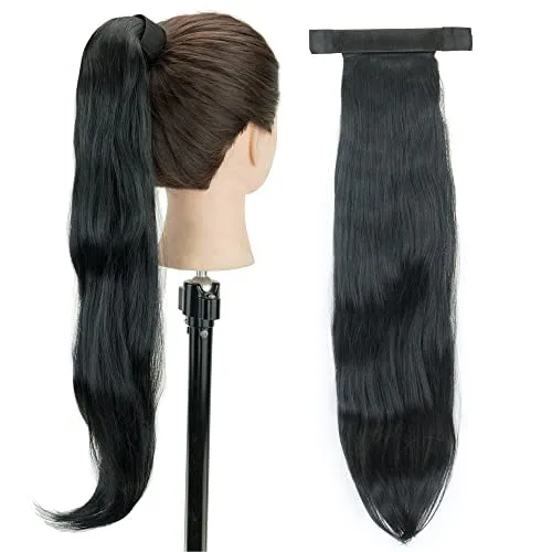 Miniatura 5 de IMISSU Novelly Design - Extensión de cabello largo y ondulado con cola de caballo con diadema flexible (rubio oscuro)
