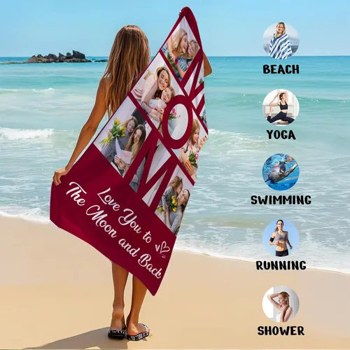 Miniatura 7 de JML Regalos del Día de la Madre y Cumpleaños para Mamá de Hija o Hijo, Toalla de Playa Personalizada con Foto, Toalla de Playa Personalizada