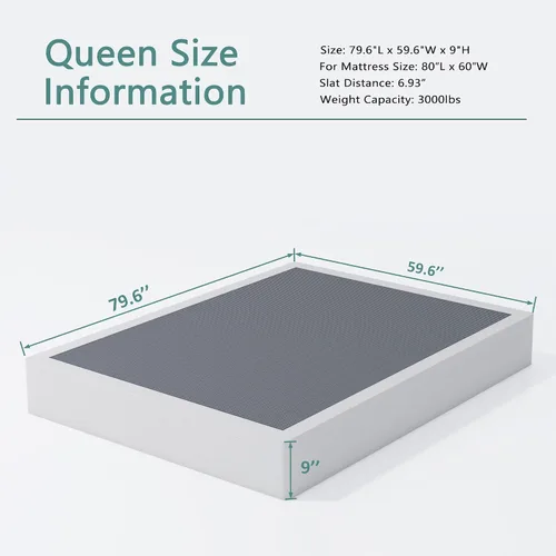Miniatura 3 de XINXINYAN Somier Queen de 9 Pulgadas, Somier de Servicio Pesado, Somier Queen Resistente para Cama con Juego de Funda de Tela, Fácil Montaje, Sin