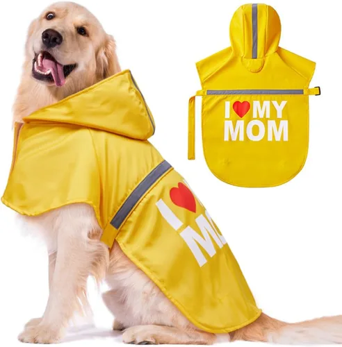 Miniatura 9 de Impermeable para perros con bonito estampado, impermeable, reflectante, ajustable para perros pequeños, medianos y grandes (amarillo, pequeño)
