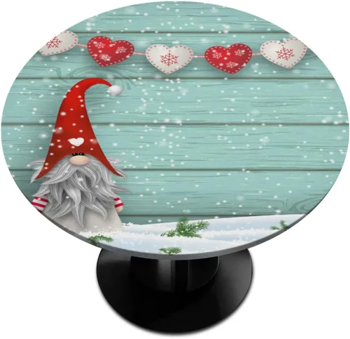 Miniatura 19 de Mantel redondo ajustable para árbol de Navidad de 36 a 42 pulgadas, diseño de copos de nieve, impermeable, lavable, con bordes elásticos, decoración