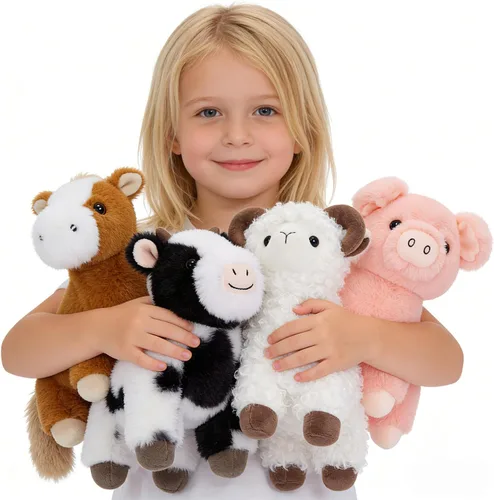 Miniatura 22 de MaoGoLan Paquete de 10 peluches de animales de granja a granel con caballo, vaca, perro, gato y más, juguetes educativos, decoración de fiesta