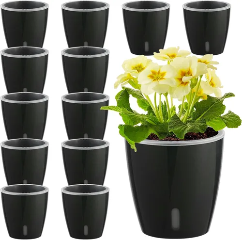 Miniatura 23 de Macetas de riego automático para plantas de interior, paquete de 16 macetas de riego automático con orificios de drenaje, macetas pequeñas