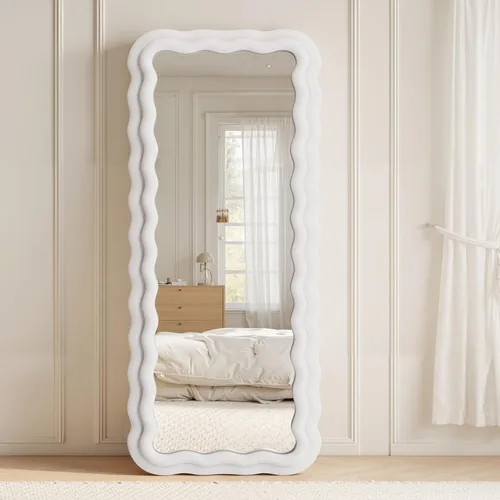 Miniatura 8 de Anpark Espejo de longitud completa de 63 x 24 pulgadas, rectangular, ondulado, de cuerpo completo, para montar en la pared, con soporte, marco