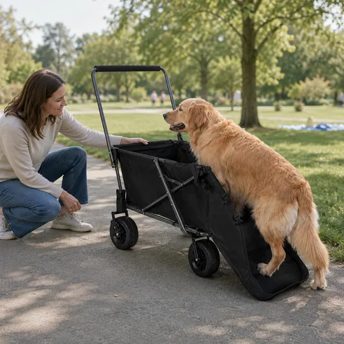 Miniatura 5 de REDCAMP Carro Plegable para Perros con Extremo Trasero Extensible de Servicio Pesado, 220L Carrito Utilitario Plegable Grande Cochecito para Perros