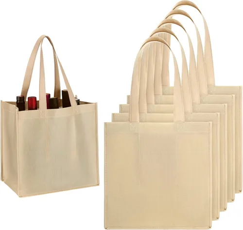 Hoolerry 6 unidades de 6 botellas no tejidas para vino con divisor, lavable y reutilizable, bolsa de regalo de vino portátil para viajes,