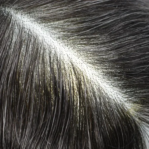 Miniatura 6 de Toupee - Sistemas de reemplazo de cabello para hombre, encaje frontal suizo, nudo blanqueado, pieza de cabello humano natural