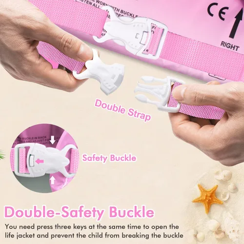 Miniatura 4 de Chriffer - Chaleco salvavidas para niños de 30 a 55 libras, flotadores con arnés de hombro con alas de brazo para niños y niñas de 2, 3, 4, 5, 6, 7