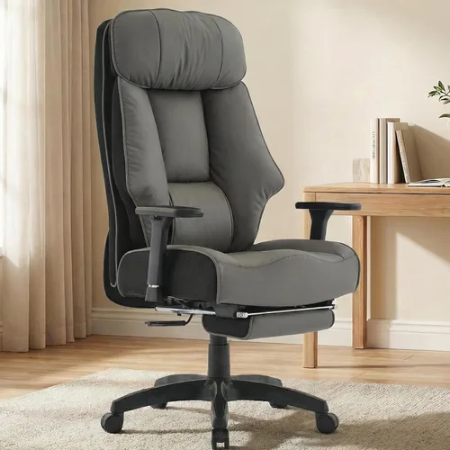 Miniatura 16 de EXCEBET Silla de oficina grande y alta con reposapiés, silla de oficina ejecutiva de piel sintética con respaldo alto, 400 libras, sillas Blanco